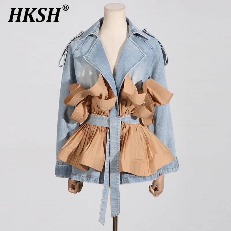 Patchwork Jean Jacket - HKSH printemps été nouveau Chic Original