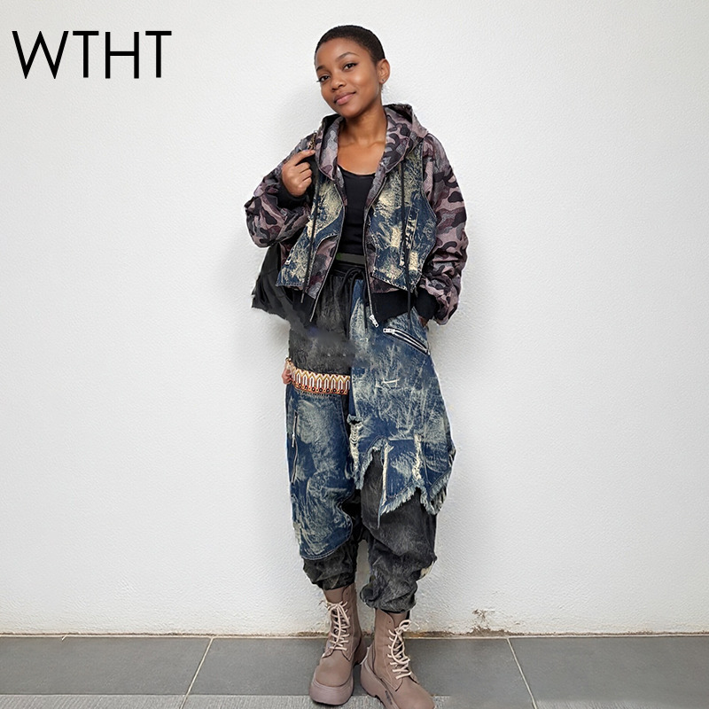 Patchwork Jean Jacket - WTHT à la mode femmes Camouflage
