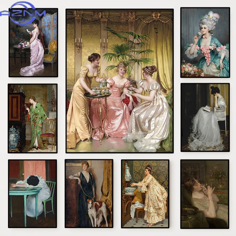 Vintage Fashion Prints For Wall - Affiche de portrait féminin de la