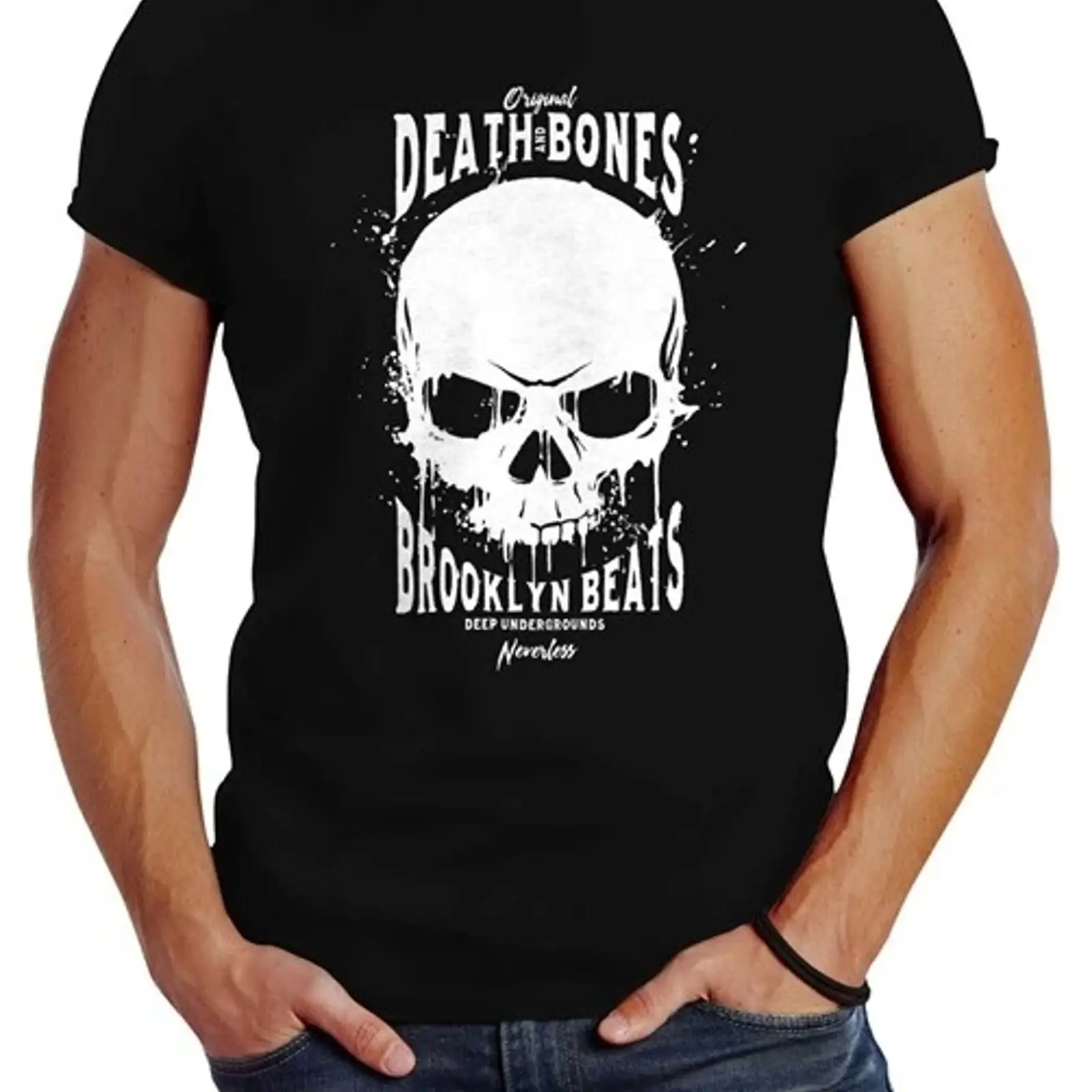 Vintage Fashion Herren - T-shirt homme Skull Death and Bones