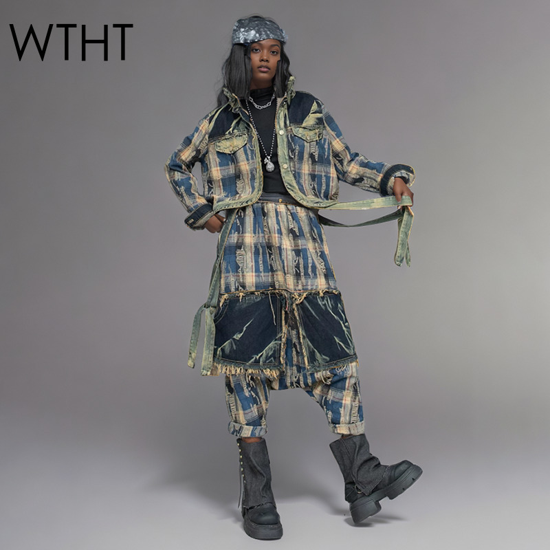 Patchwork Jean Jacket - WTHT mode femmes irrégulière Patchwork revers