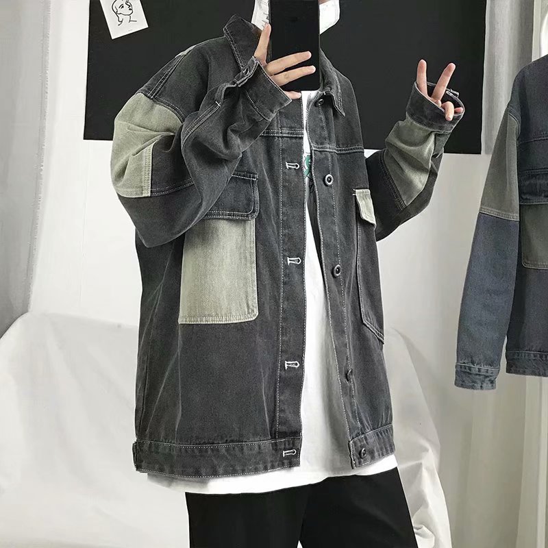 Patchwork Jean Jacket - Veste en jean décontractée oversize pour