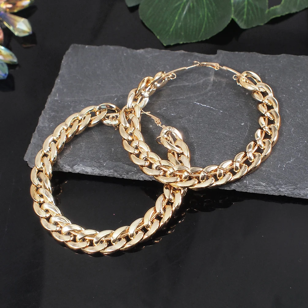 Vintage Fashion Korea - Boucles d'oreilles créoles en forme de
