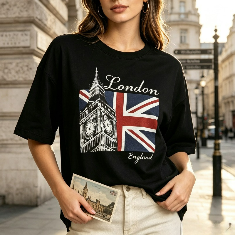 Vintage Fashion London - T-shirt imprimé sur le devant Big