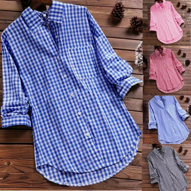 Vintage Fashion Ebay - Chemise ample à carreaux à col