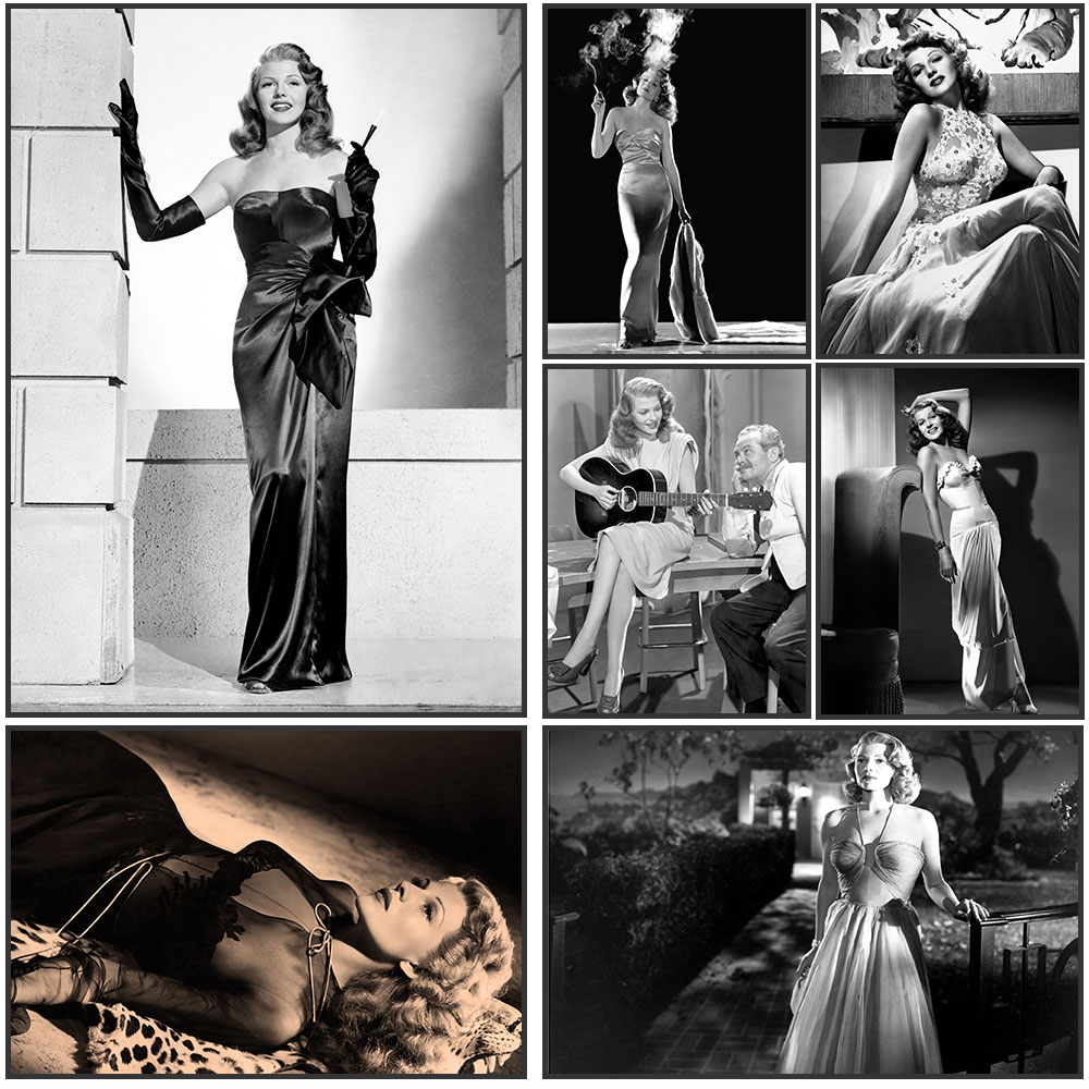 Vintage Fashion Prints For Wall - Affiche de Rita Hayworth, noir et