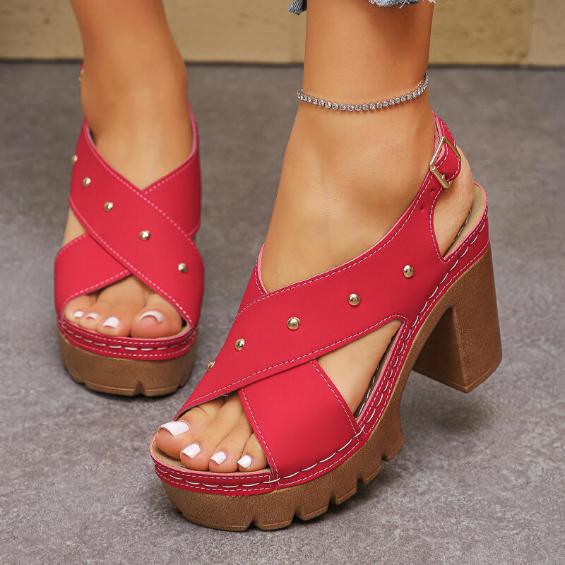 Vintage Women Fashion - Vintage Super haut talon sangle croisée