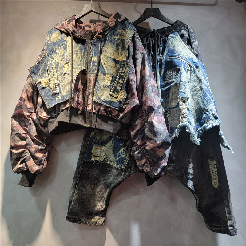 WTHT à la mode femmes Camoufla - Patchwork Jean Jacket avis et prix