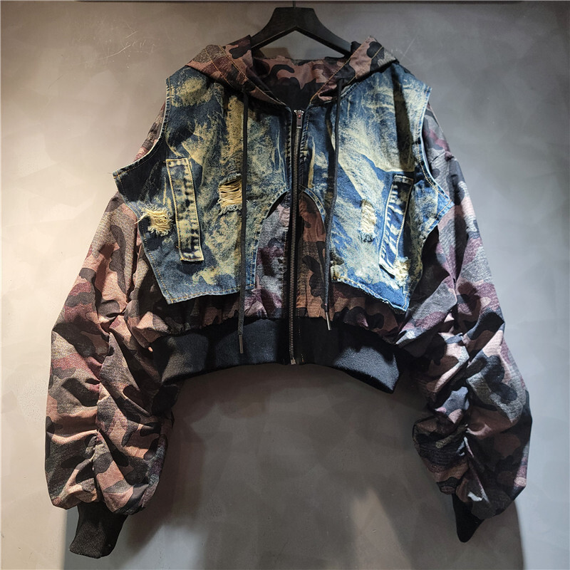 WTHT à la mode femmes Camoufla - Patchwork Jean Jacket avis et prix