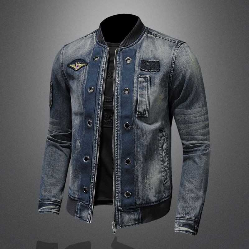 Jean à col de Baseball personn - Patchwork Jean Jacket avis et prix
