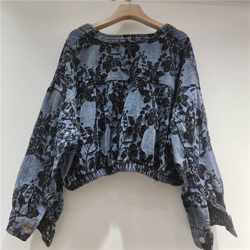 Veste Courte en Jean Jacquard  - Patchwork Jean Jacket avis et prix